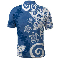 Polynesia Polo Shirt Blue Tribal Turtle Floral Pattern LT05 - Polynesian Pride