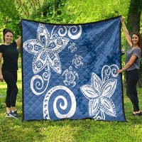 Polynesia Quilt Blue Tribal Turtle Floral Pattern