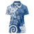 Polynesia Women Polo Shirt Blue Tribal Turtle Floral Pattern