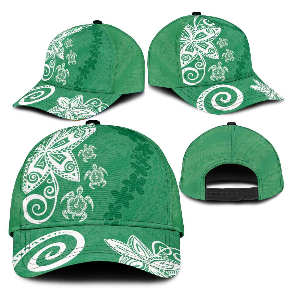 Polynesia Classic Cap Green Tribal Turtle Floral Pattern - Polynesian Pride