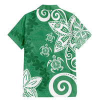Polynesia Family Matching Mermaid Dress and Hawaiian Shirt Green Tribal Turtle Floral Pattern LT05 - Polynesian Pride