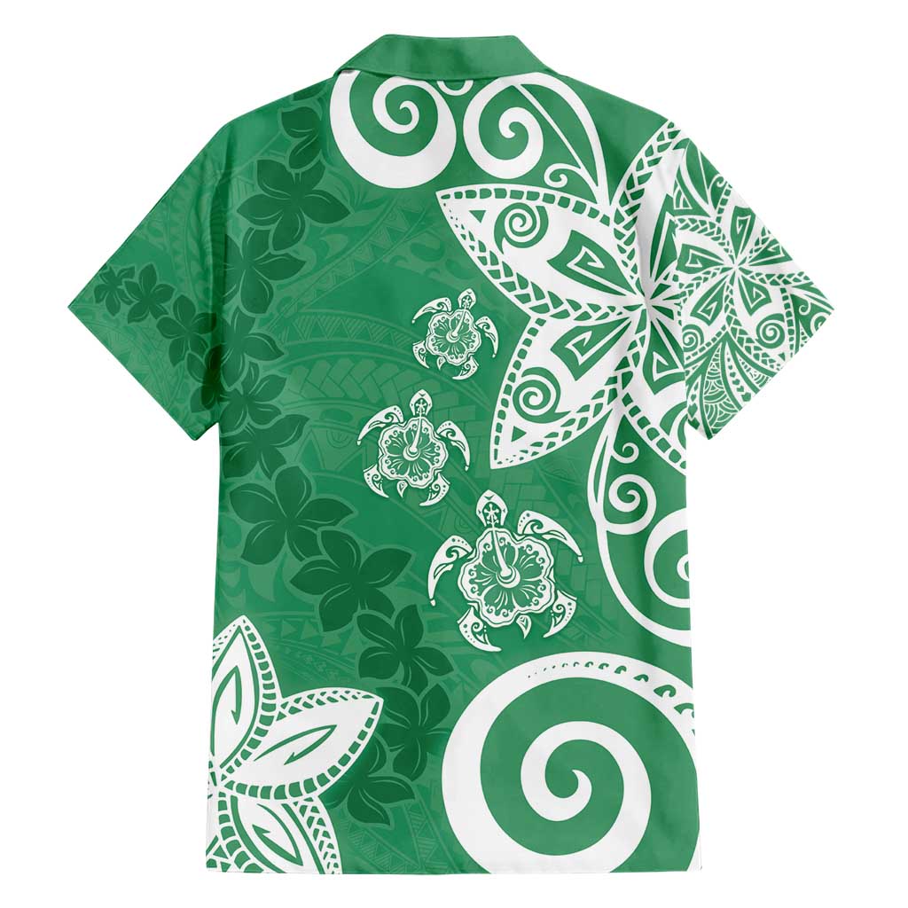 Polynesia Family Matching Short Sleeve Bodycon Dress and Hawaiian Shirt Green Tribal Turtle Floral Pattern LT05 - Polynesian Pride