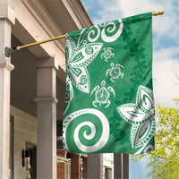 Polynesia Garden Flag Green Tribal Turtle Floral Pattern LT05 House Flag Green - Polynesian Pride
