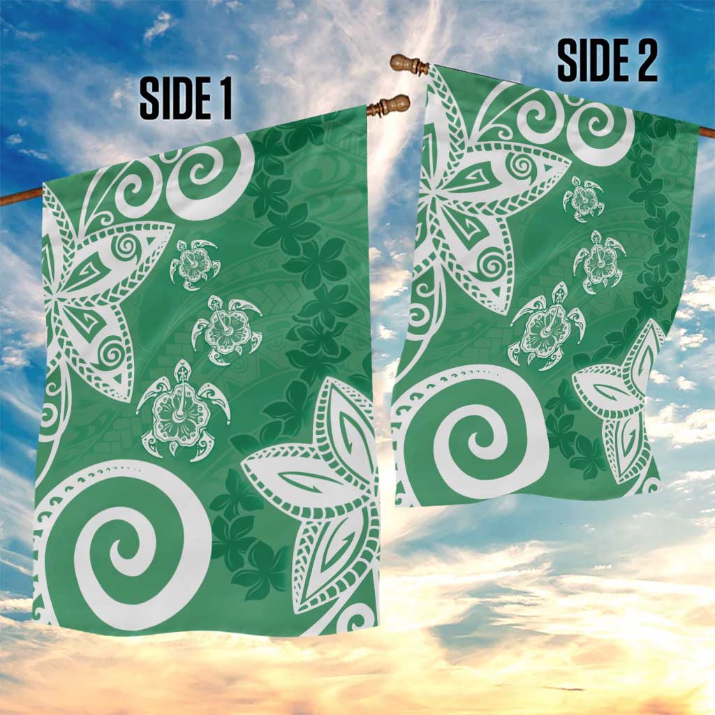 Polynesia Garden Flag Green Tribal Turtle Floral Pattern LT05 - Polynesian Pride