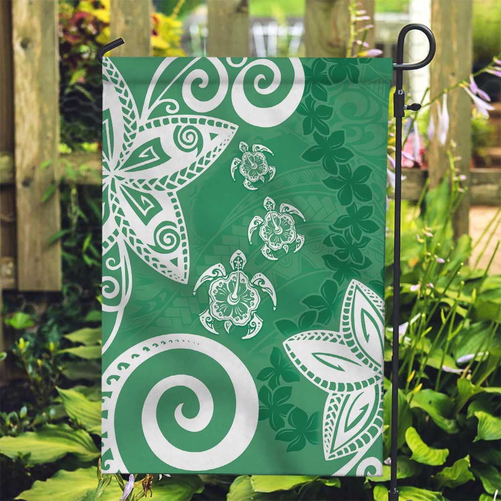 Polynesia Garden Flag Green Tribal Turtle Floral Pattern LT05 Garden Flag Green - Polynesian Pride