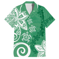 Polynesia Hawaiian Shirt Green Tribal Turtle Floral Pattern LT05 Green - Polynesian Pride