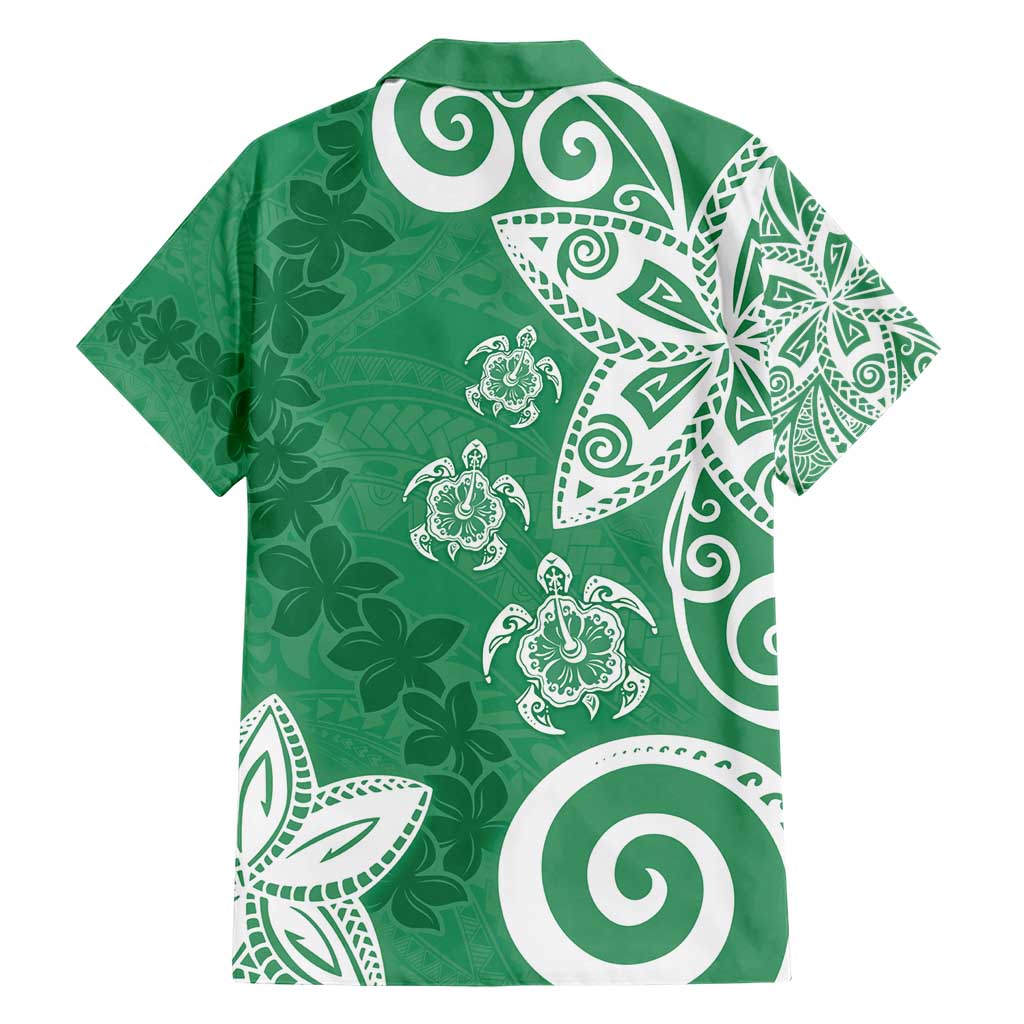Polynesia Hawaiian Shirt Green Tribal Turtle Floral Pattern LT05 - Polynesian Pride