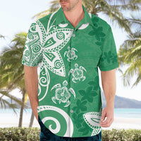 Polynesia Hawaiian Shirt Green Tribal Turtle Floral Pattern LT05 - Polynesian Pride