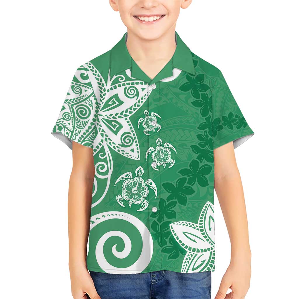 Polynesia Hawaiian Shirt Green Tribal Turtle Floral Pattern LT05 - Polynesian Pride