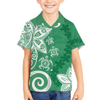 Polynesia Hawaiian Shirt Green Tribal Turtle Floral Pattern LT05 - Polynesian Pride