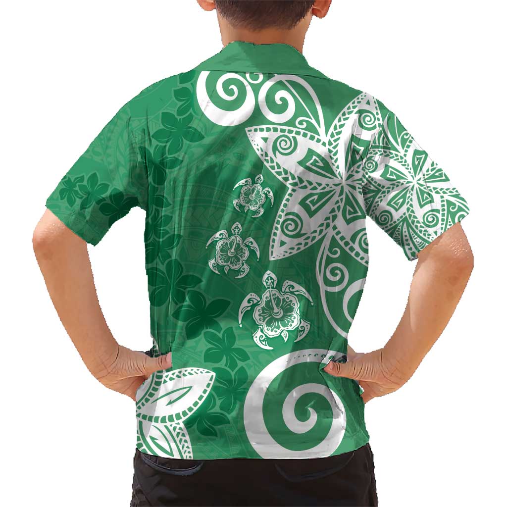Polynesia Hawaiian Shirt Green Tribal Turtle Floral Pattern LT05 - Polynesian Pride