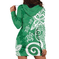 Polynesia Hoodie Dress Green Tribal Turtle Floral Pattern LT05 - Polynesian Pride