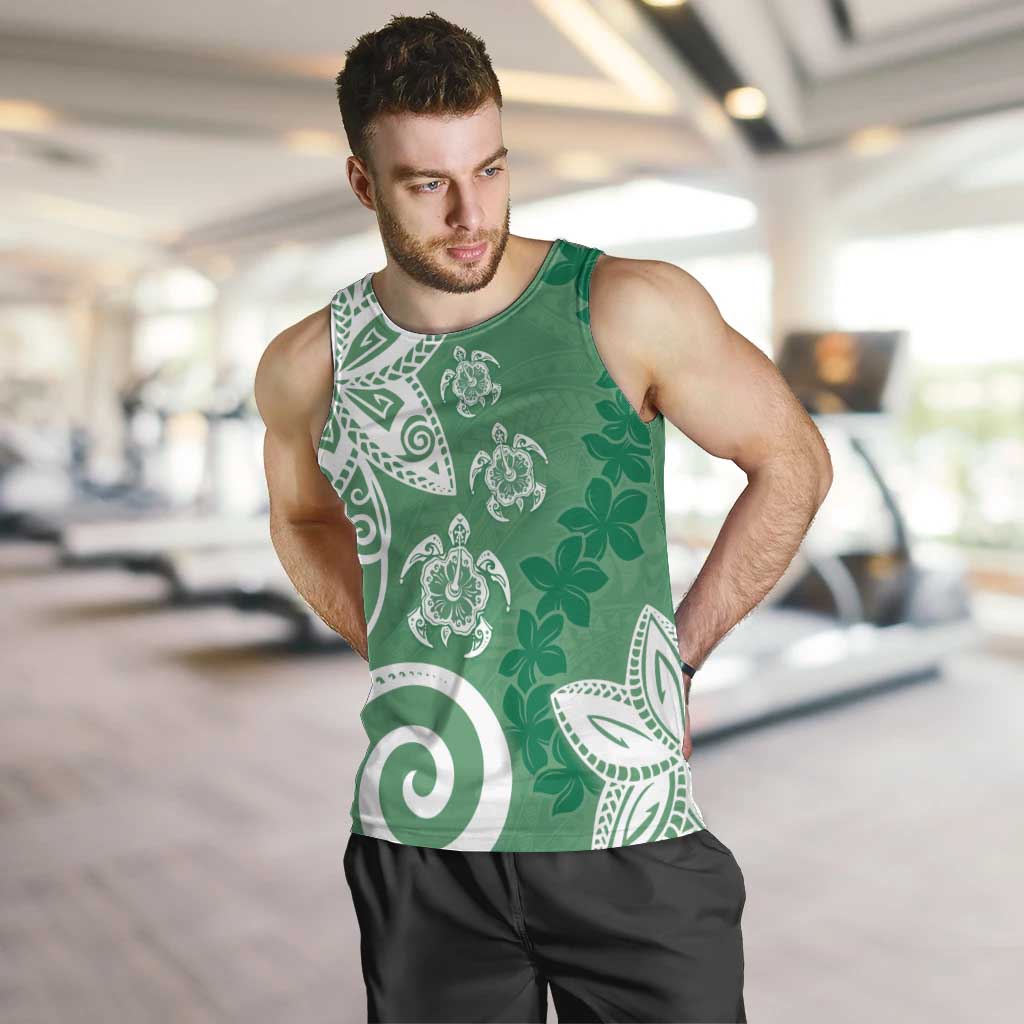 Polynesia Men Tank Top Green Tribal Turtle Floral Pattern LT05 Green - Polynesian Pride