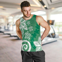 Polynesia Men Tank Top Green Tribal Turtle Floral Pattern LT05 Green - Polynesian Pride