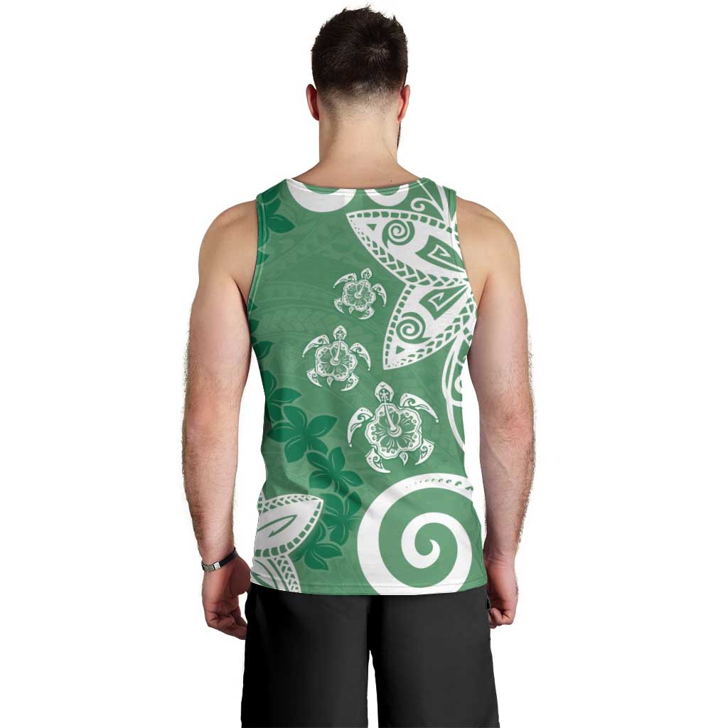Polynesia Men Tank Top Green Tribal Turtle Floral Pattern LT05 - Polynesian Pride