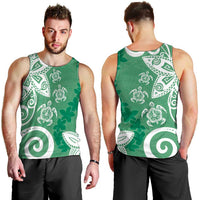 Polynesia Men Tank Top Green Tribal Turtle Floral Pattern LT05 - Polynesian Pride