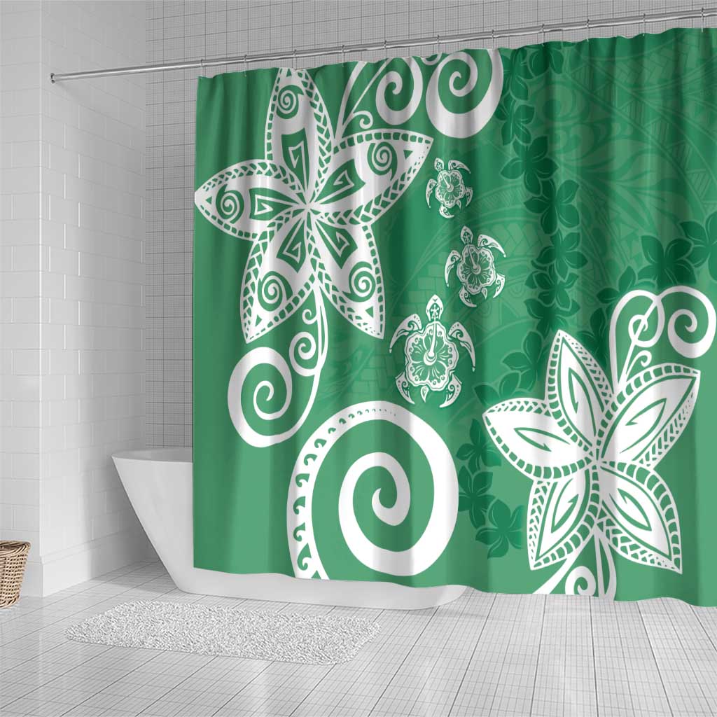 Polynesia Shower Curtain Green Tribal Turtle Floral Pattern LT05 - Polynesian Pride
