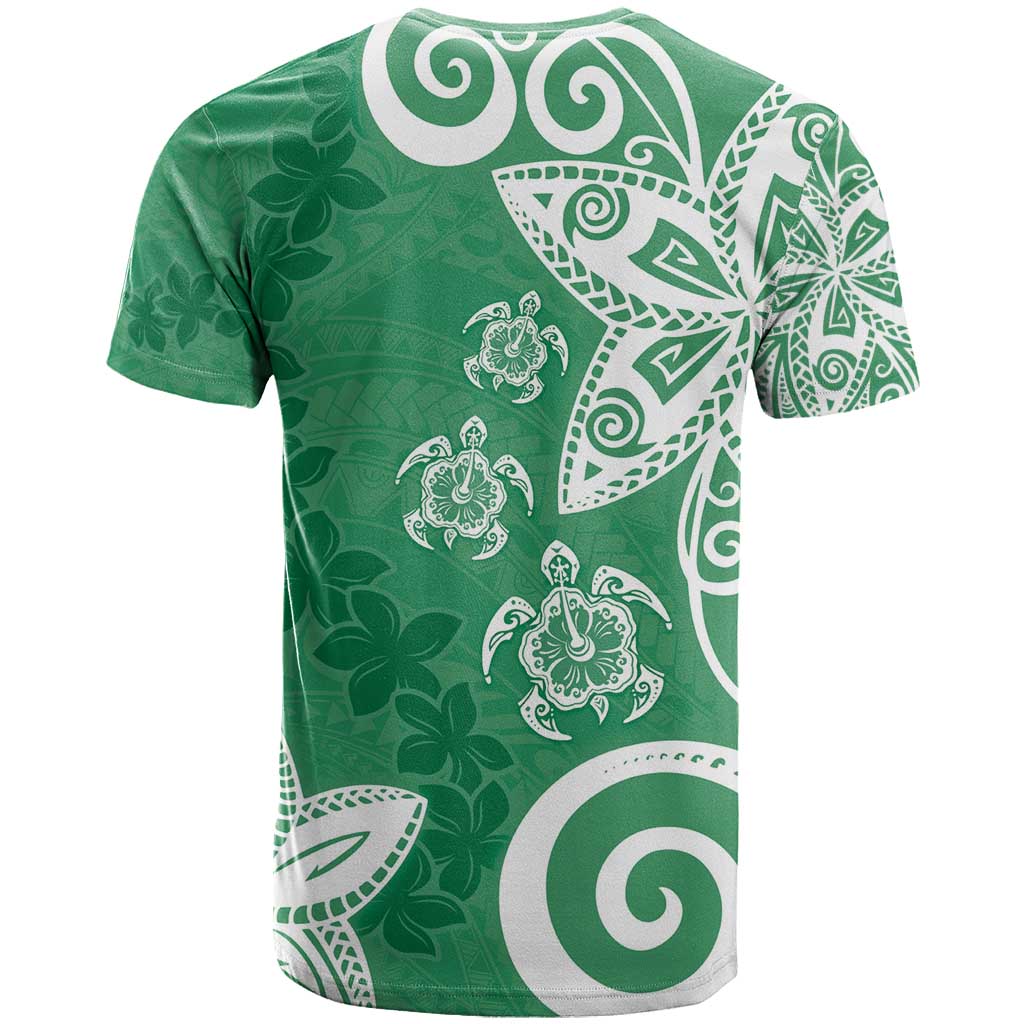 Polynesia T Shirt Green Tribal Turtle Floral Pattern LT05 - Polynesian Pride
