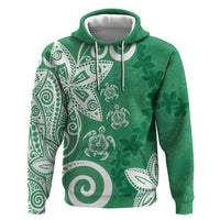 Polynesia Zip Hoodie Green Tribal Turtle Floral Pattern LT05 Pullover Hoodie Green - Polynesian Pride