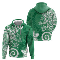 Polynesia Zip Hoodie Green Tribal Turtle Floral Pattern LT05 - Polynesian Pride
