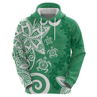 Polynesia Zip Hoodie Green Tribal Turtle Floral Pattern LT05 - Polynesian Pride