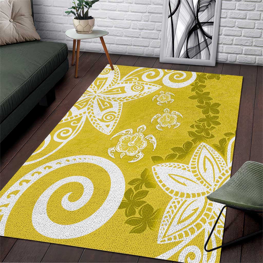 Polynesia Area Rug Yellow Tribal Turtle Floral Pattern LT05 Yellow - Polynesian Pride