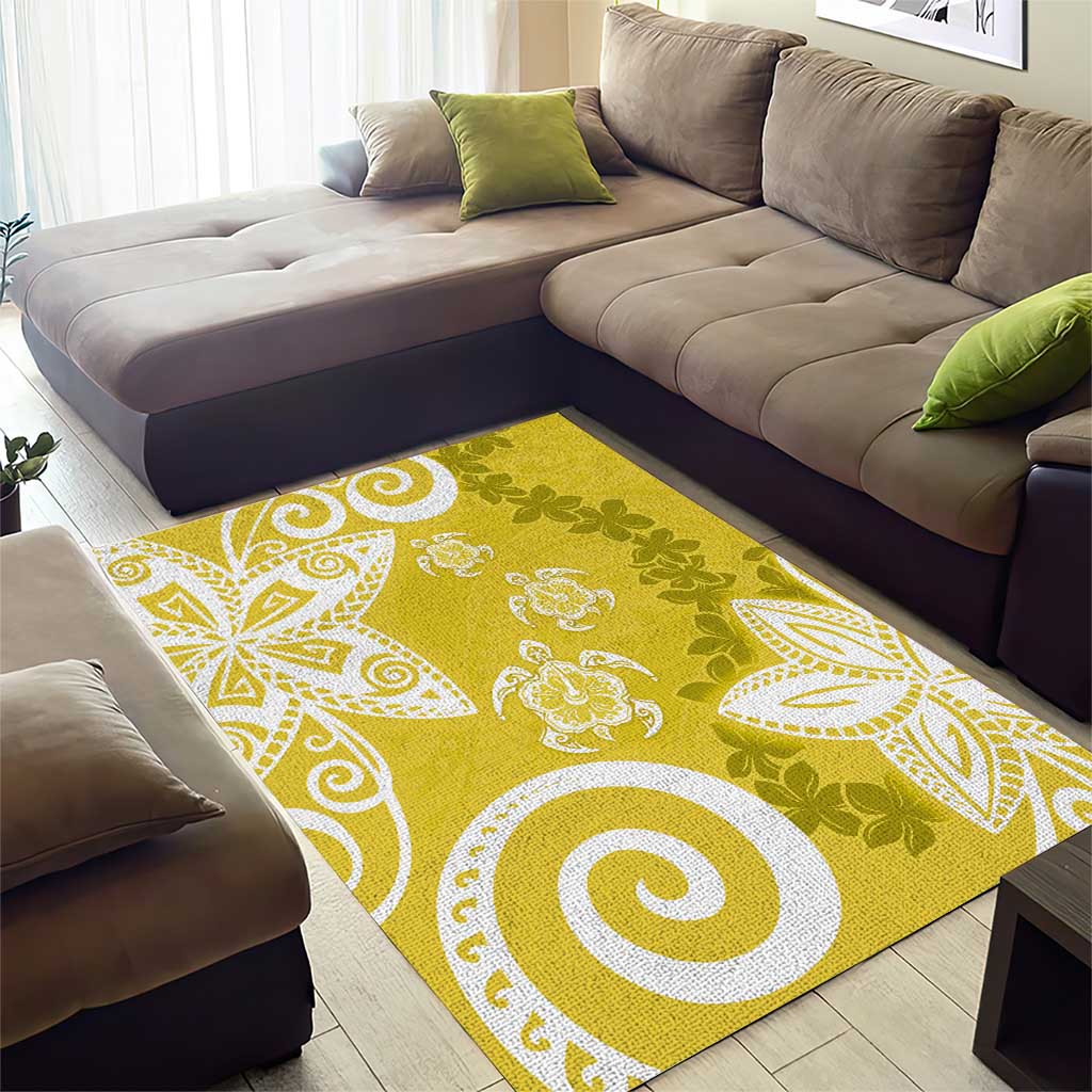 Polynesia Area Rug Yellow Tribal Turtle Floral Pattern LT05 - Polynesian Pride
