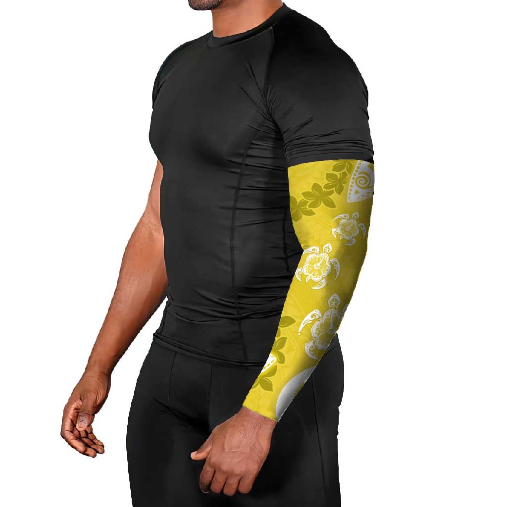 Polynesia Arm Sleeves Yellow Tribal Turtle Floral Pattern - Polynesian Pride