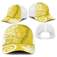 Polynesia Baseball Net Cap Yellow Tribal Turtle Floral Pattern - Polynesian Pride