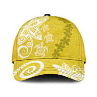Polynesia Classic Cap Yellow Tribal Turtle Floral Pattern - Polynesian Pride
