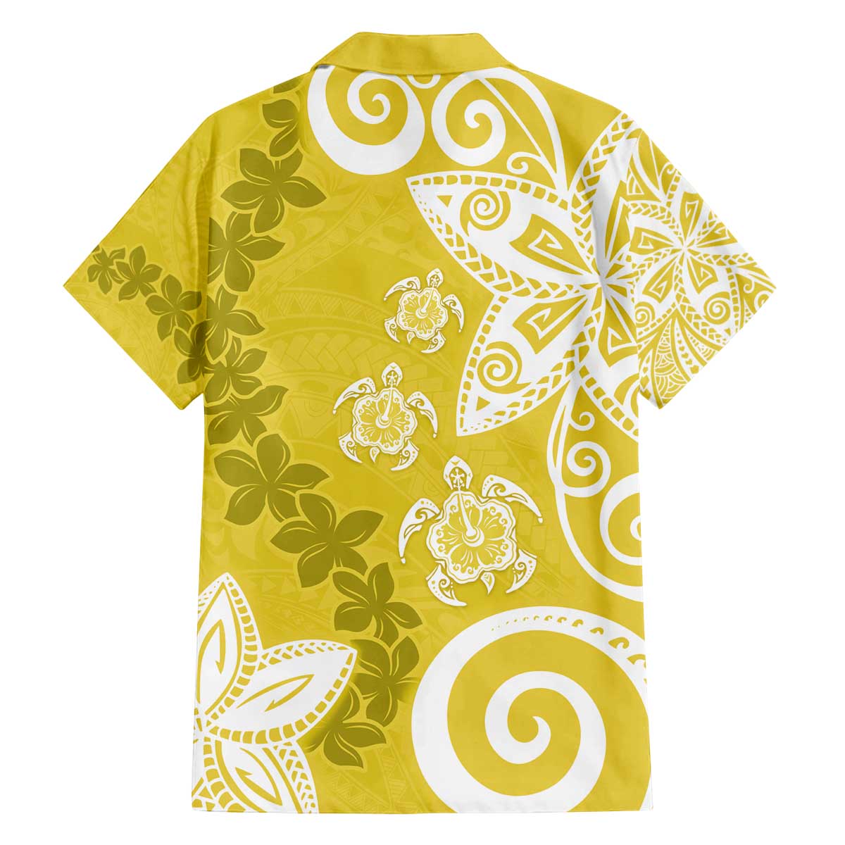 Polynesia Family Matching Off The Shoulder Long Sleeve Dress and Hawaiian Shirt Yellow Tribal Turtle Floral Pattern LT05 - Polynesian Pride