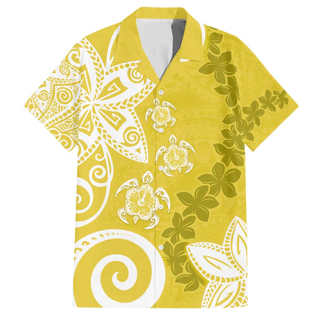 Polynesia Hawaiian Shirt Yellow Tribal Turtle Floral Pattern LT05 Yellow - Polynesian Pride