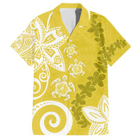 Polynesia Hawaiian Shirt Yellow Tribal Turtle Floral Pattern LT05 Yellow - Polynesian Pride