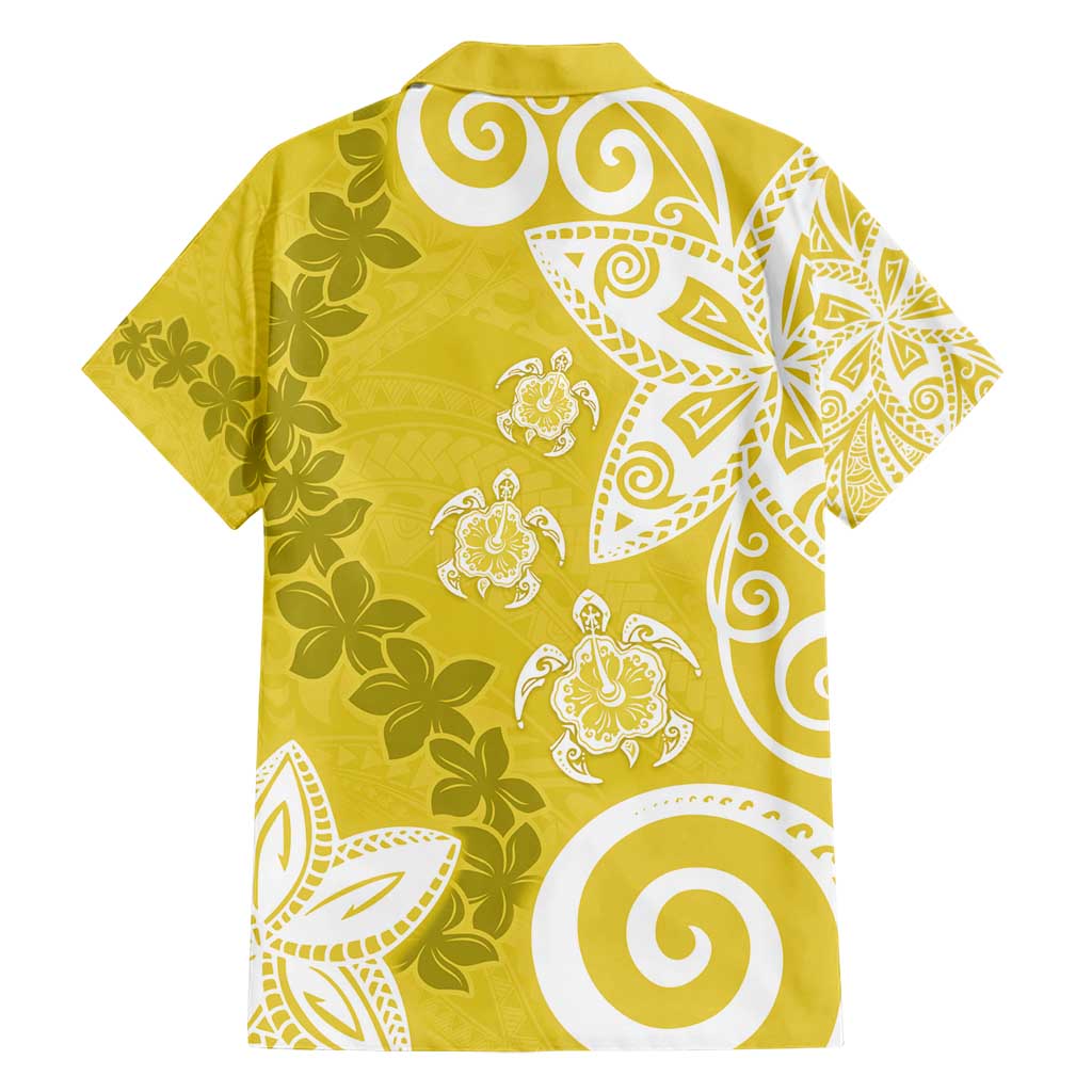 Polynesia Hawaiian Shirt Yellow Tribal Turtle Floral Pattern LT05 - Polynesian Pride
