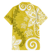 Polynesia Hawaiian Shirt Yellow Tribal Turtle Floral Pattern LT05 - Polynesian Pride