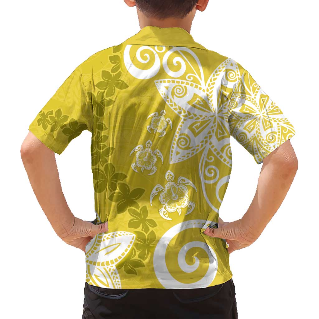 Polynesia Hawaiian Shirt Yellow Tribal Turtle Floral Pattern LT05 - Polynesian Pride