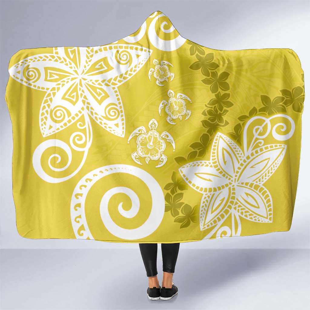 Polynesia Hooded Blanket Yellow Tribal Turtle Floral Pattern LT05 One Size Yellow - Polynesian Pride