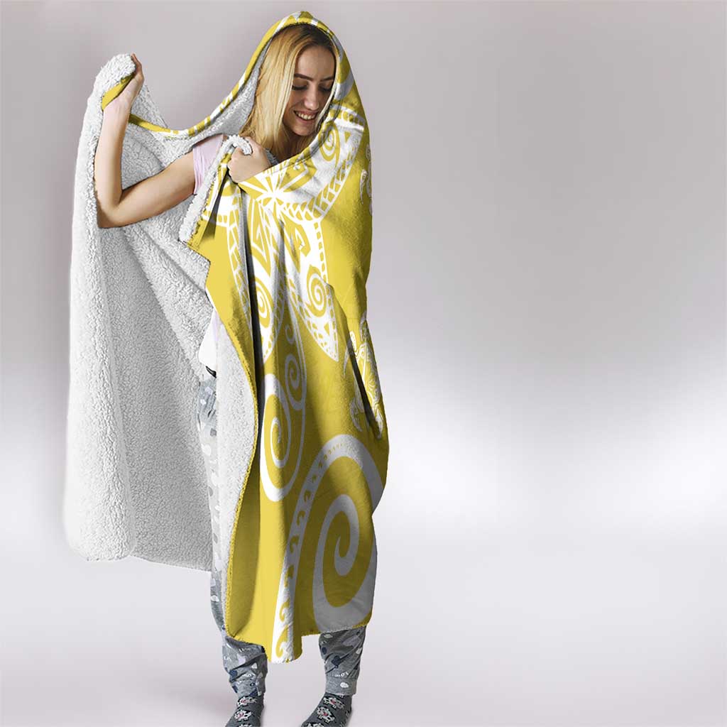 Polynesia Hooded Blanket Yellow Tribal Turtle Floral Pattern LT05 - Polynesian Pride