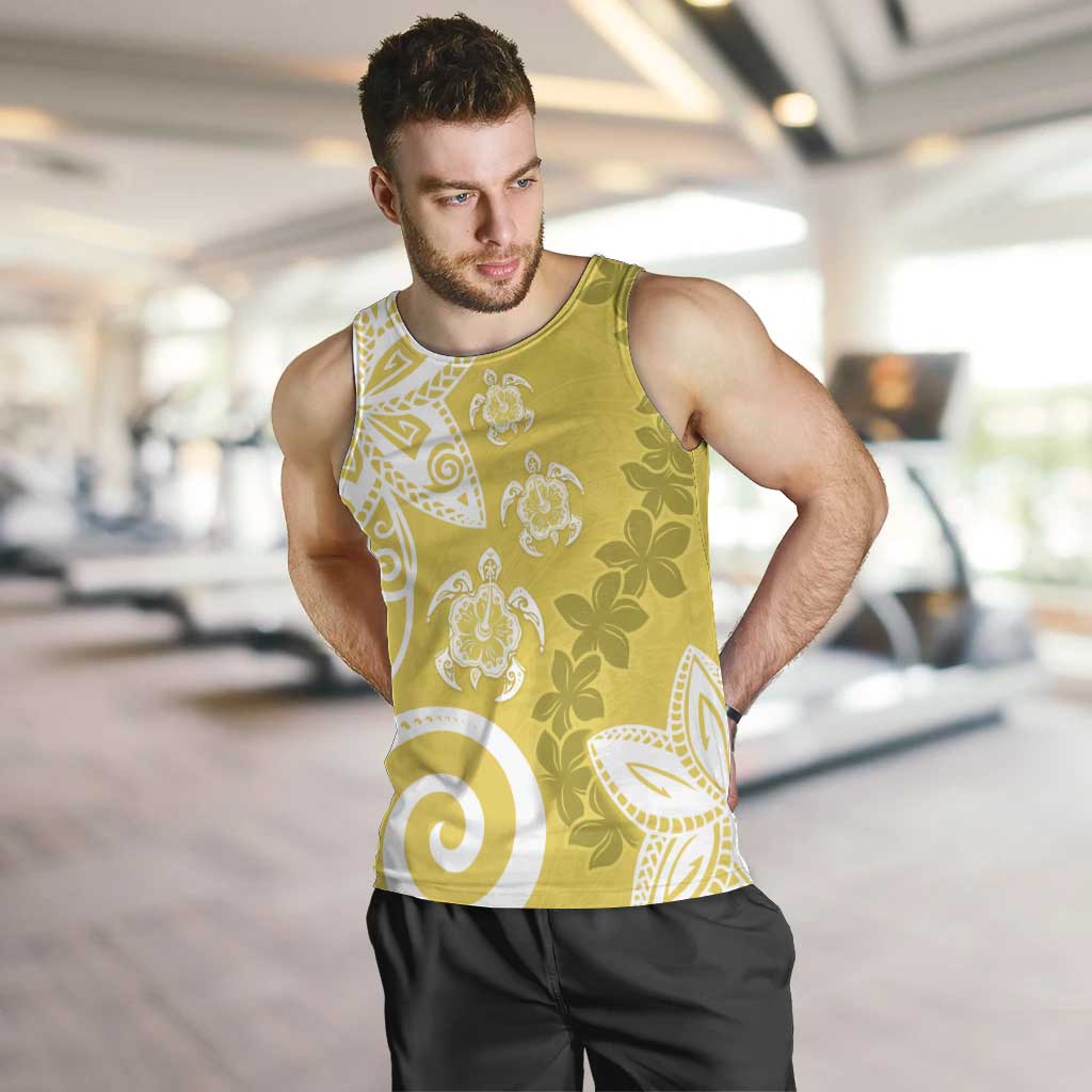 Polynesia Men Tank Top Yellow Tribal Turtle Floral Pattern LT05 Yellow - Polynesian Pride