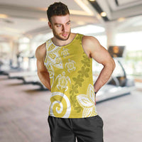 Polynesia Men Tank Top Yellow Tribal Turtle Floral Pattern LT05 Yellow - Polynesian Pride