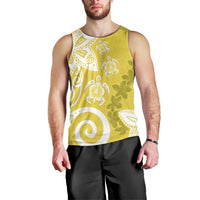 Polynesia Men Tank Top Yellow Tribal Turtle Floral Pattern LT05 - Polynesian Pride