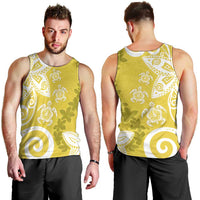 Polynesia Men Tank Top Yellow Tribal Turtle Floral Pattern LT05 - Polynesian Pride