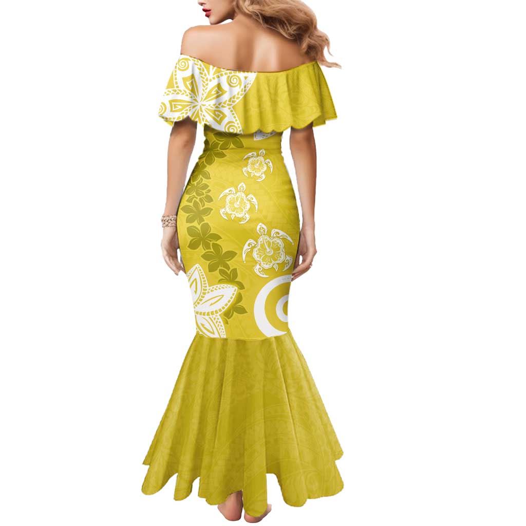 Polynesia Mermaid Dress Yellow Tribal Turtle Floral Pattern LT05 - Polynesian Pride