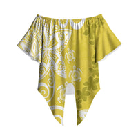 Polynesia Off Shoulder Wrap Waist Top Yellow Tribal Turtle Floral Pattern LT05 Yellow - Polynesian Pride