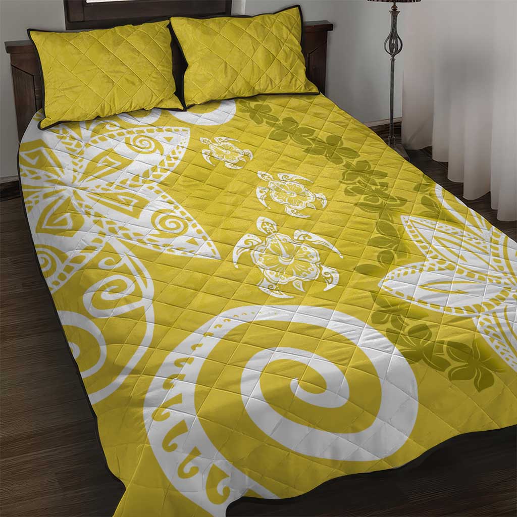 Polynesia Quilt Bed Set Yellow Tribal Turtle Floral Pattern LT05 Yellow - Polynesian Pride