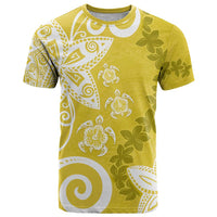 Polynesia T Shirt Yellow Tribal Turtle Floral Pattern LT05 Yellow - Polynesian Pride
