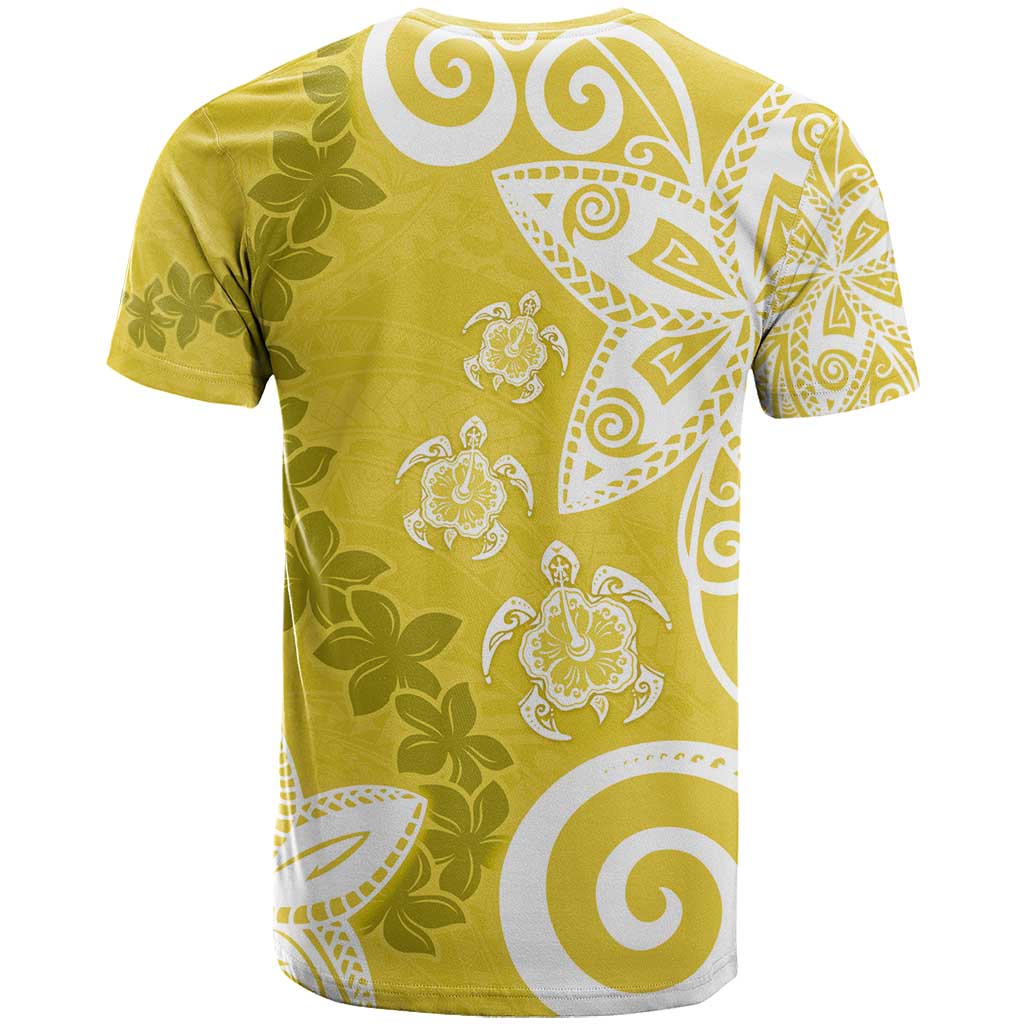Polynesia T Shirt Yellow Tribal Turtle Floral Pattern LT05 - Polynesian Pride