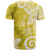 Polynesia T Shirt Yellow Tribal Turtle Floral Pattern LT05 - Polynesian Pride