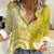 Polynesia Women Casual Shirt Yellow Tribal Turtle Floral Pattern