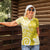 Polynesia Women Polo Shirt Yellow Tribal Turtle Floral Pattern